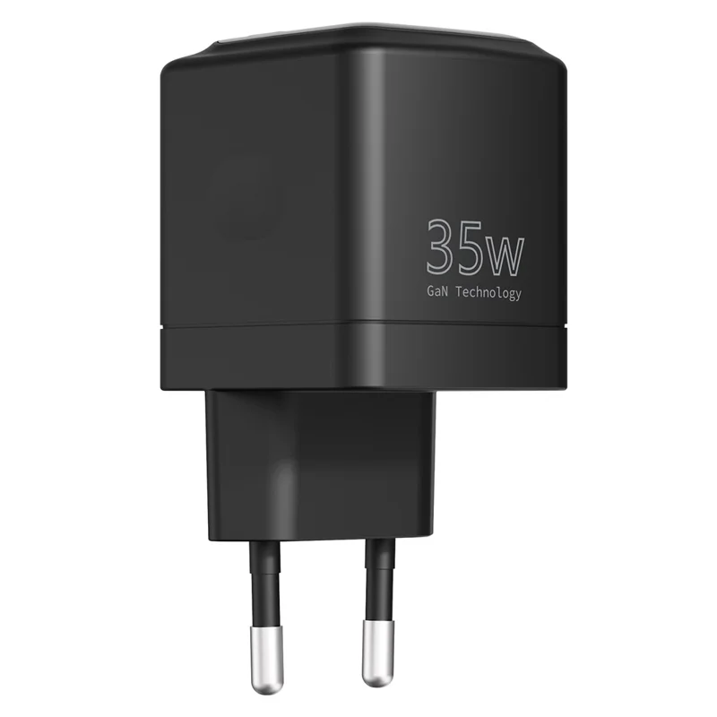 Bulk Purchasing PD 3.0 + QC3.0 35W USB-C Dual Port GaN Charger Digital Display Fast Charging Adapter for Phones  /  Tablets, EU Plug - Black