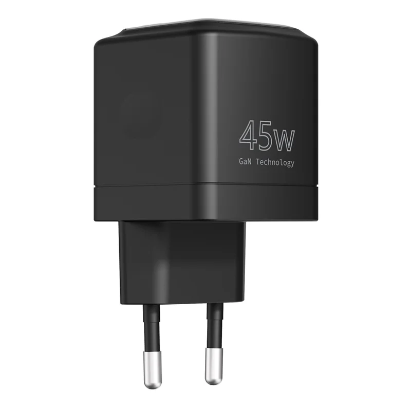 Bulk Purchasing PD 3.0 + QC3.0 45W USB-C Dual Port GaN Charger Digital Display Fast Charging Adapter for Phones  /  Tablets, EU Plug - Black