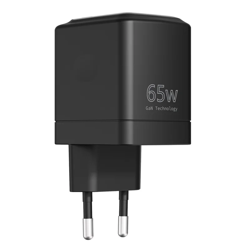 Bulk Purchasing PD 3.0 + QC3.0 65W GaN Fast Charger USB-A + USB-C Dual Port Digital Display Power Adapter for iPhone  /  Samsung  /  iPad, EU Plug - Black