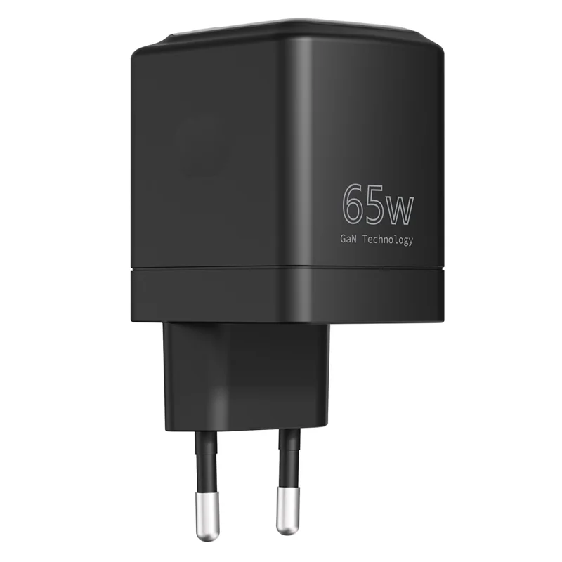 Bulk Purchasing PD 3.0 + QC3.0 65W USB-C Dual Port GaN Charger Digital Display Fast Charging Adapter for Phones  /  Tablets, EU Plug - Black