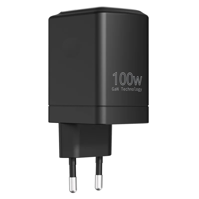 Großhandelskauf USB-A + 2 Typ-C 100W GaN-Ladegerät PD 3.0 + QC3.0 Schnellladeadapter mit Digitalanzeige für iPhone / Samsung / Xiaomi, EU-Stecker – Schwarz