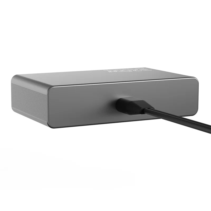 Stacja ładująca z dużą ilością portów 3 USB-C + 3 USB-A PD 3.0 + QC3.0 100 W szybkie ładowanie na biurko z dwoma wyciąganymi kablami typu C – Czarny