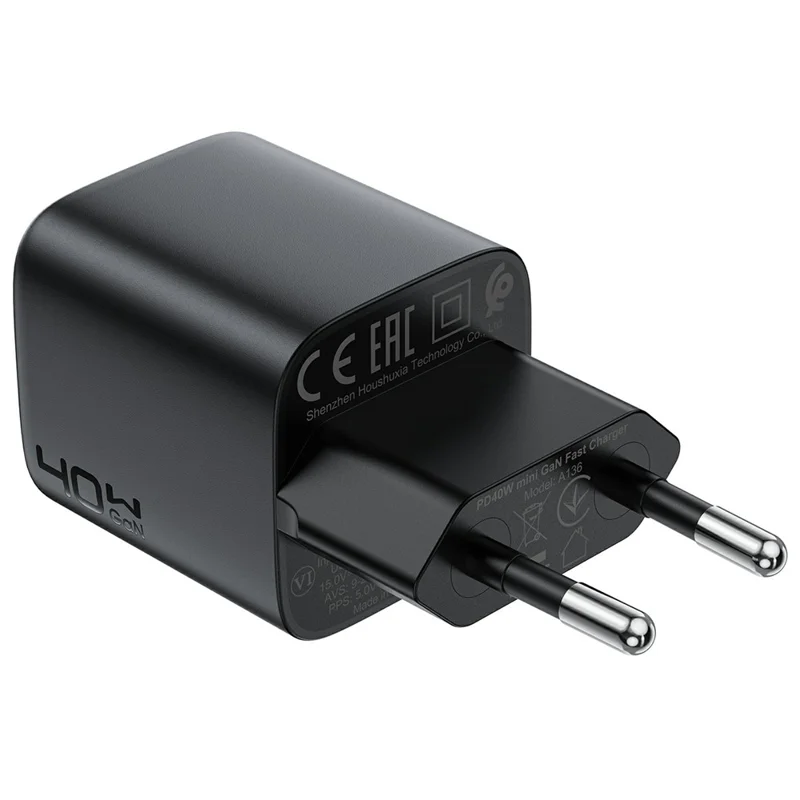 ACEFAST A136 PD 40W Mini GaN USB-C Fast Charger High Power Portable Wall Charger Adapter (EU Plug) - Black