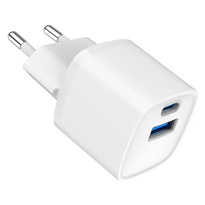 Bulk Purchasing 20W Type-C + USB-A GaN Charger PD 3.0 + QC3.0 Fast Charging Adapter for Smartphones  /  Tablets, EU Plug - White