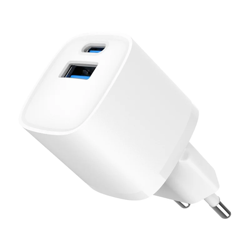 Bulk Purchasing 20W Type-C + USB-A GaN Charger PD 3.0 + QC3.0 Fast Charging Adapter for Smartphones  /  Tablets, EU Plug - White