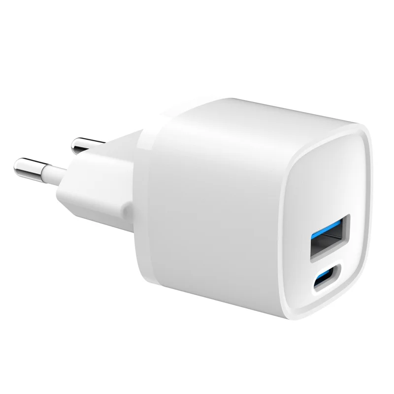 Bulk Purchasing 20W Type-C + USB-A GaN Charger PD 3.0 + QC3.0 Fast Charging Adapter for Smartphones  /  Tablets, EU Plug - White