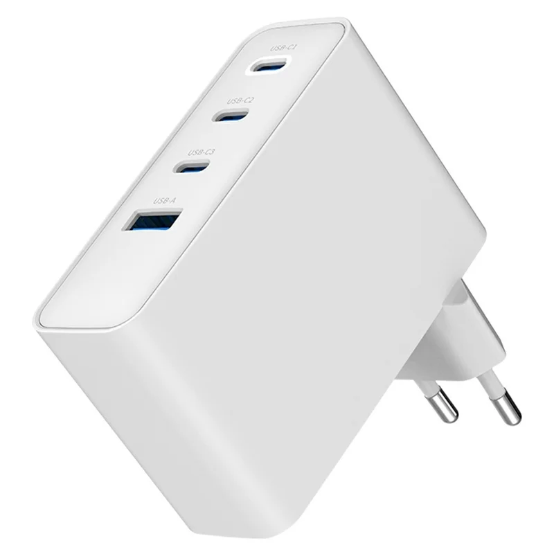 Bulk Purchasing 100W Power Adapter USB-A + 3 Type-C PD 3.0 + QC3.0 GAN Fast Charger for iPhone / Samsung / Xiaomi, EU Plug - White