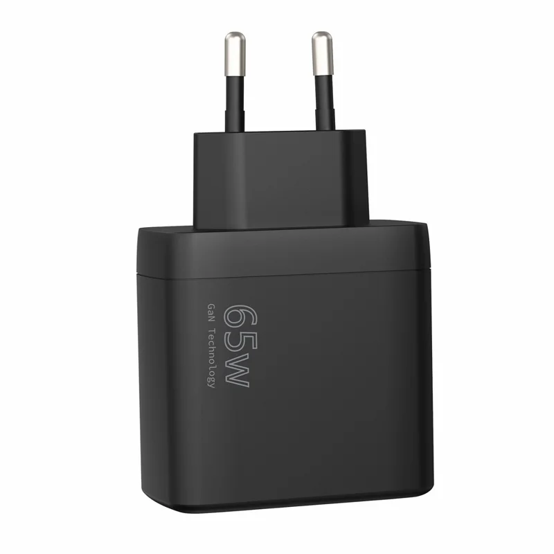 Bulk Purchasing 65W GAN Charger USB-A + Dual Type-C PD 3.0 + QC3.0 Fast Charging Adapter for iPhone / Samsung / Xiaomi, EU Plug - Black