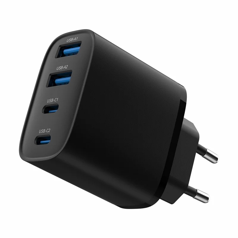 Bulk Purchasing 20W GAN Charger 2 USB-C + 2 USB-A PD 3.0 + QC3.0 Fast Charging Adapter, EU Plug - Black