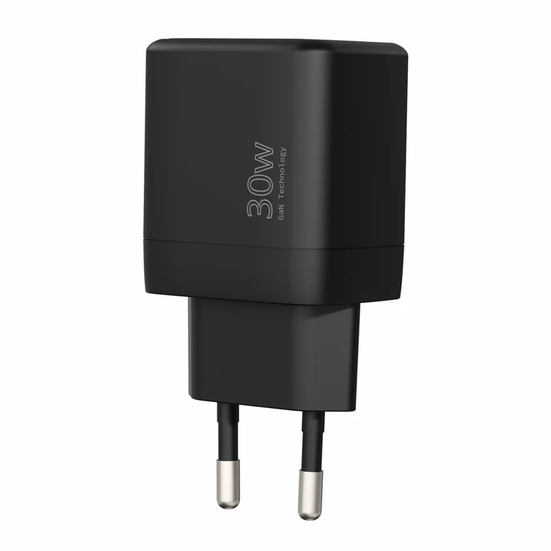 Bulk Purchasing 30W USB-C + USB-A Dual Port Fast Charging Adapter PD 3.0 + QC3.0 GaN Charger for Smartphones / Tablets, EU Plug - Black