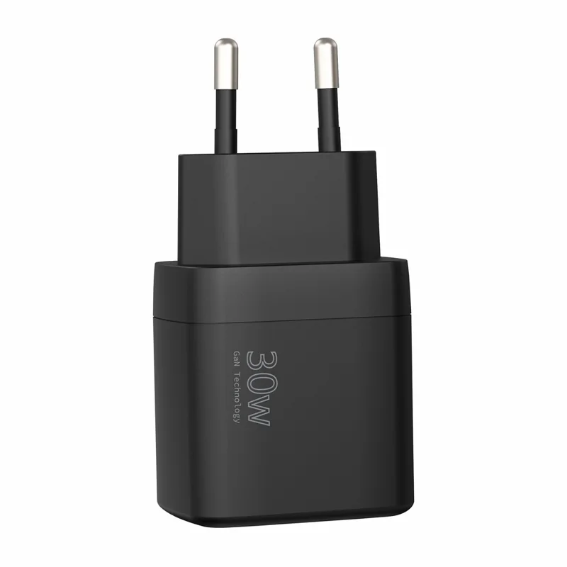 Bulk Purchasing 30W USB-C + USB-A Dual Port Fast Charging Adapter PD 3.0 + QC3.0 GaN Charger for Smartphones / Tablets, EU Plug - Black