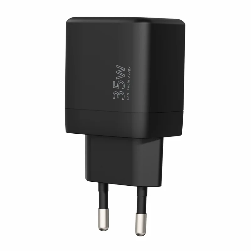 Bulk Purchasing 35W Type-C + USB-A GaN Charger PD 3.0 + QC3.0 Fast Charging Adapter for Smartphones  /  Tablets, EU Plug - Black