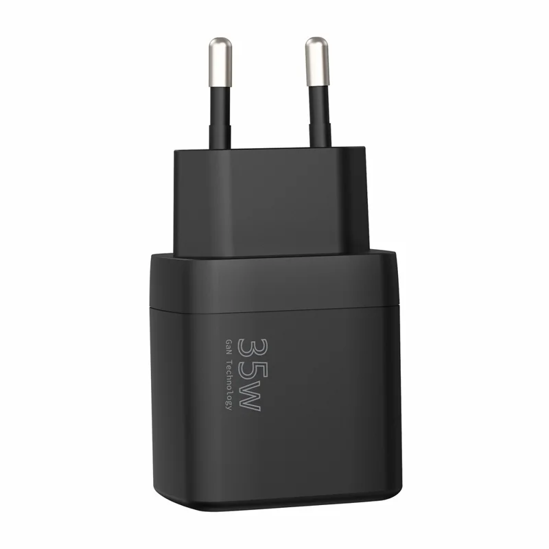 Bulk Purchasing 35W Type-C + USB-A GaN Charger PD 3.0 + QC3.0 Fast Charging Adapter for Smartphones  /  Tablets, EU Plug - Black