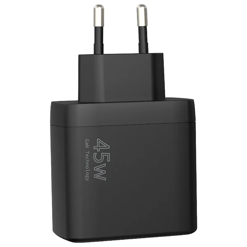 Bulk Purchasing PD 3.0 + QC3.0 45W Fast Charging GaN Charger Dual USB-C Ports Wall Adapter for Phone / Tablet / Laptop, EU Plug - Black