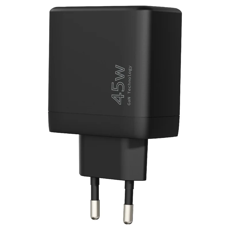Bulk Purchasing PD 3.0 + QC3.0 45W USB + Type-C Fast Charging GaN Charger for Phone / Tablet / Laptop Wall Adapter, EU Plug - Black