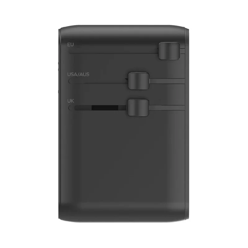 MOMAX UA30 1-World2+ Dual AC Universal Travel Adapter GaN 70W International Power Adapter Built-in Retractable Cable - Black