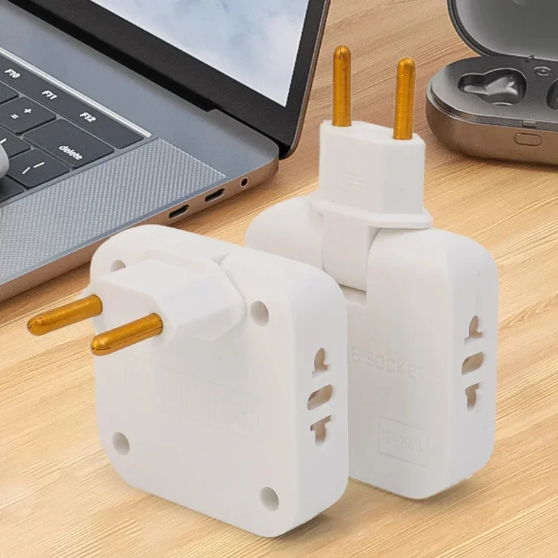 4 i 1 strømforsyning med 2 USB-A + 2 AC-stikkontakter, 180 graders roterbar EU-stikker, 2500 W rejseomformer - Sort