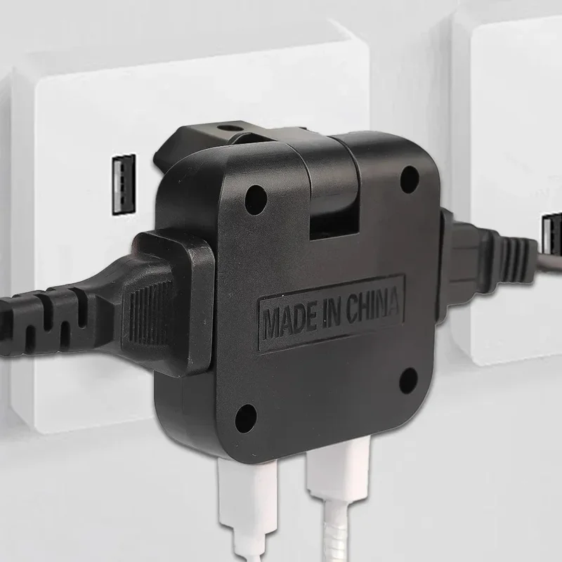 4 in 1 Power Adapter with 2 USB-A + 2 AC Outlets 180 Degree Rotatable EU Plug 2500W Travel Converter - White