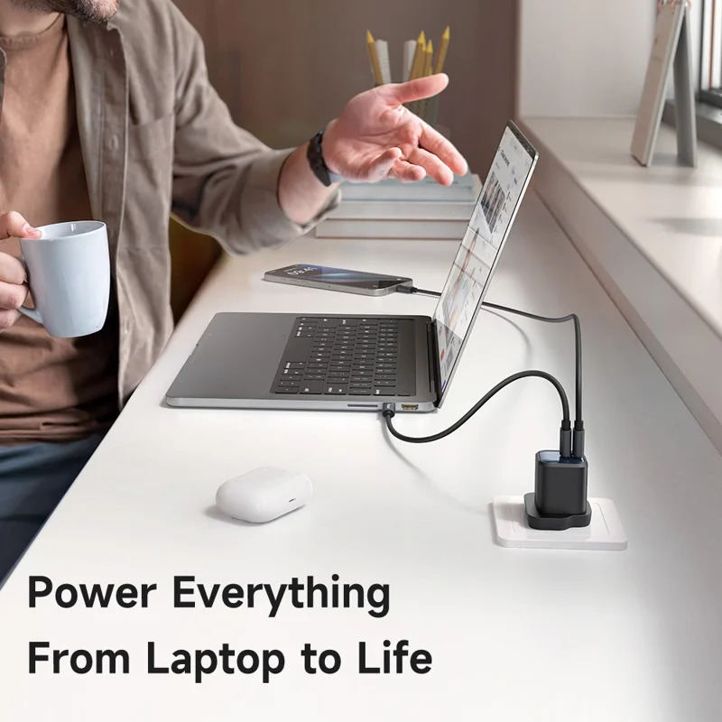 MCDODO CH-0992 UK Plug 45W Fast Charging Adapter Dual USB-C GaN Charger for iPhone iPad MacBook Samsung - Black