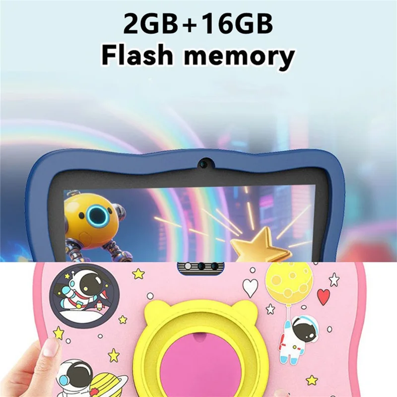 A17 0,3 MP foran- og 2 MP bagkamera 8 tommer HD-skærm Android pædagogisk tablet til børn Læringsplade med 3000 mAh batteri, 2+16 GB / EU-stik - Pink