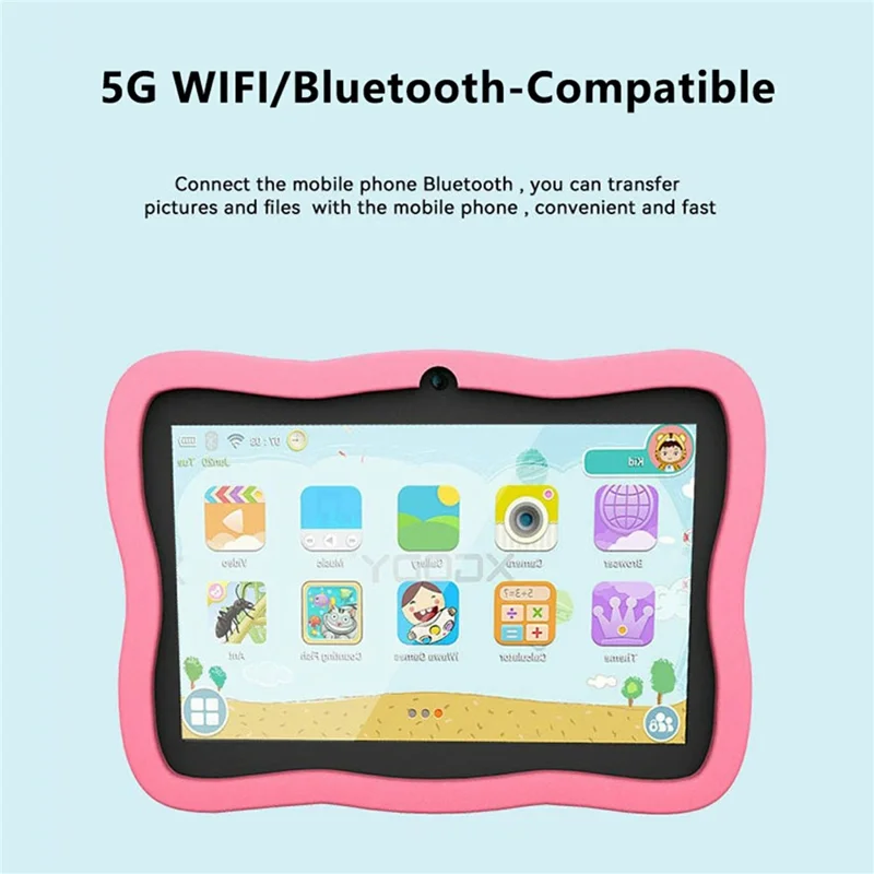 A17 0,3 MP foran- og 2 MP bagkamera 8 tommer HD-skærm Android pædagogisk tablet til børn Læringsplade med 3000 mAh batteri, 2+16 GB / EU-stik - Pink