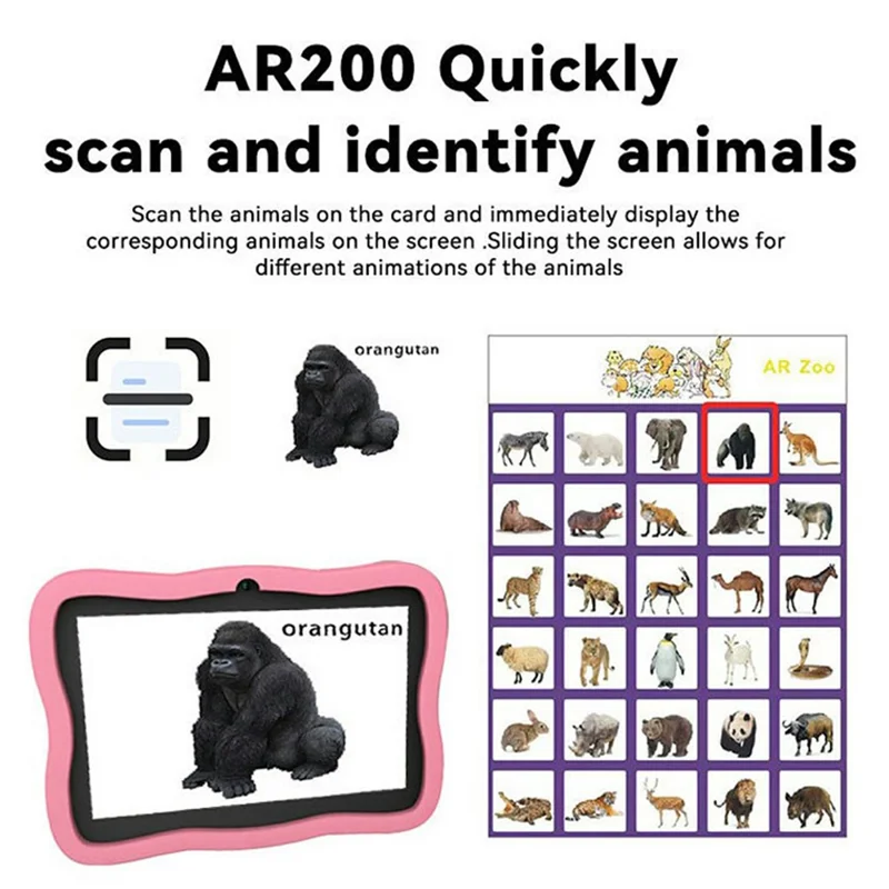 A17 0,3 MP foran- og 2 MP bagkamera 8 tommer HD-skærm Android pædagogisk tablet til børn Læringsplade med 3000 mAh batteri, 2+16 GB / EU-stik - Pink