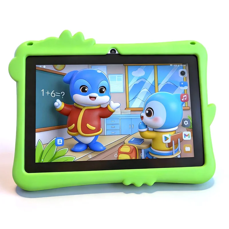A18 8-Zoll-HD-Bildschirm Android Lern-Tablet mit Doppelkamera, Bildungstablette für Kinder, 2+16 GB / EU-Stecker – Grün
