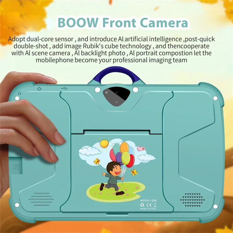 C8 Q88 Series 1+16GB 7 Inch HD Screen Android Kids Learning Tablet PC Dual Camera Educational Tablet with Stand Case, WiFi Version  /  EU Plug - Blue