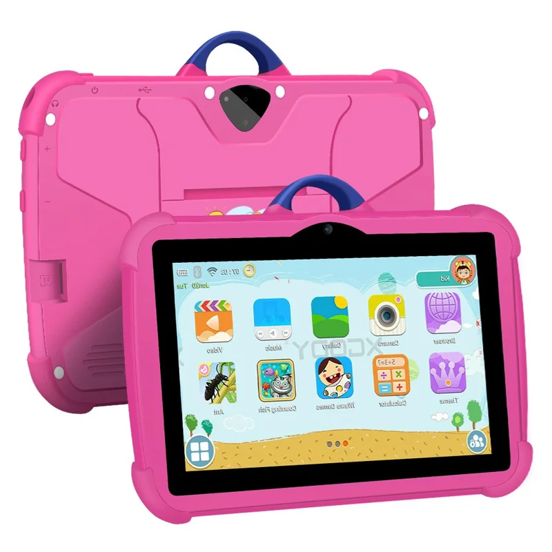 C8 Q88 Series 1+16GB 7 Inch HD Screen Android Kids Learning Tablet PC Dual Camera Educational Tablet with Stand Case, WiFi Version  /  EU Plug - Pink