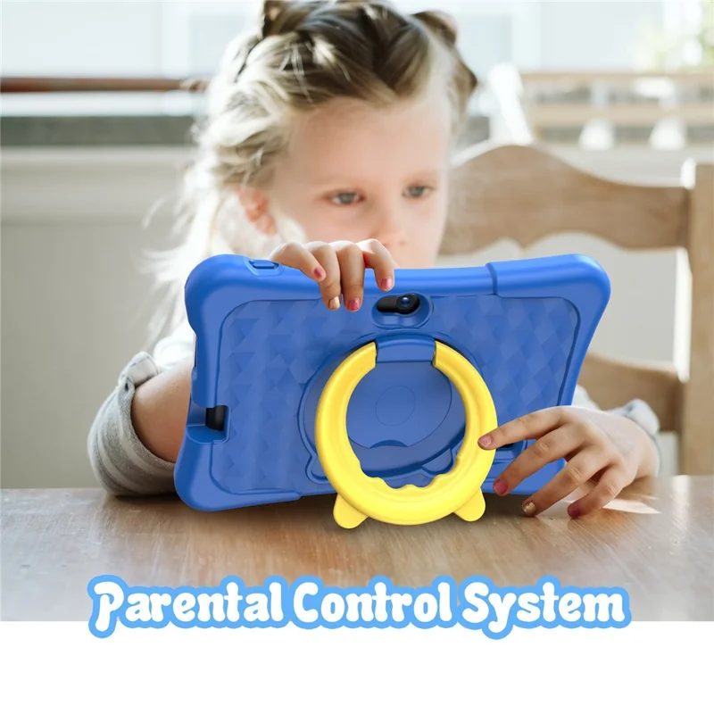 Q11 1+16GB Kids Tablet Dual Camera 7 Inch HD Screen Android Educational Learning Tablet with Stand Case, WiFi Version / EU Plug - Blue