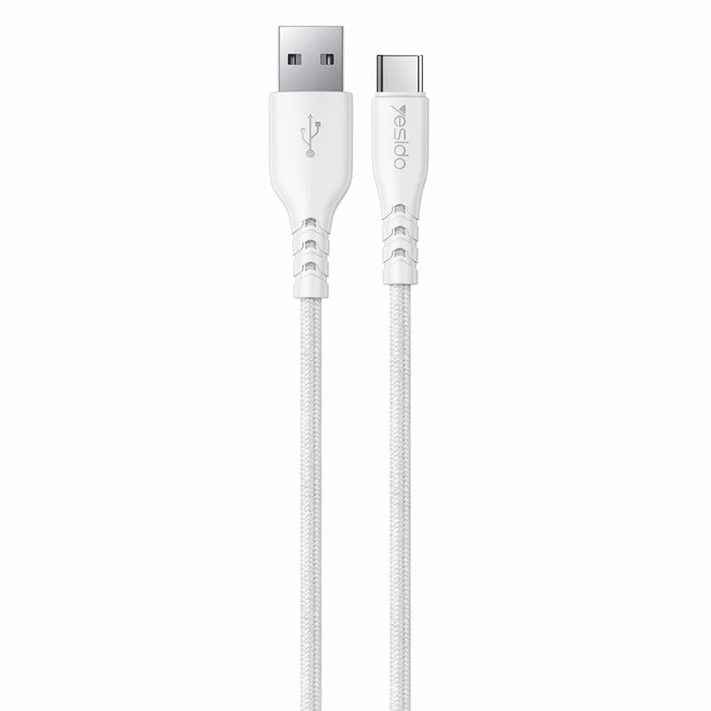 YESIDO YC150 UK Plug Dual USB Wall Charger 2.4A 12W Fast Charging Adapter with USB-A to USB-C Cable - White