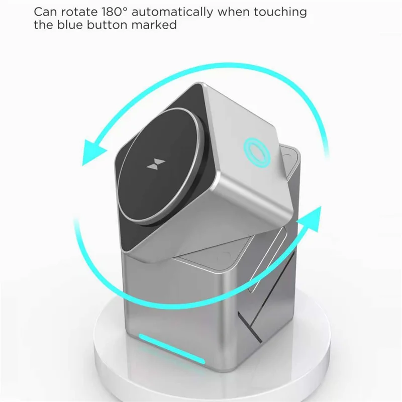 W10 3 in 1 Magnetic Wireless Charger 15W Fast Charging Stand for iPhone Samsung Phone Watch Earbuds - Grey