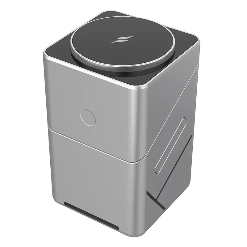 W10 3 in 1 Magnetic Wireless Charger 15W Fast Charging Stand for iPhone Samsung Phone Watch Earbuds - Grey
