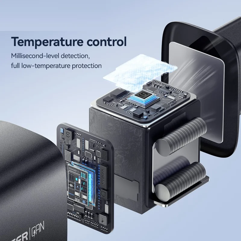 ESSAGER 65W Fast Charging Adapter USB-A + 2 USB-C Travel GaN Charger for Laptop Phone - EU Plug