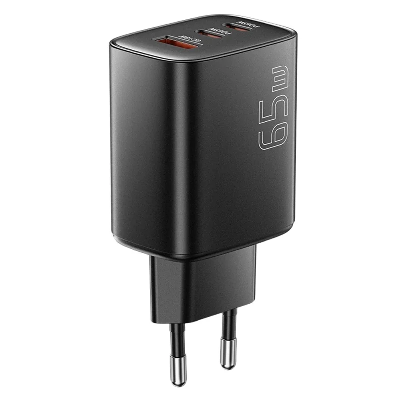 ESSAGER 65W Fast Charging Adapter USB-A + 2 USB-C Travel GaN Charger for Laptop Phone - EU Plug