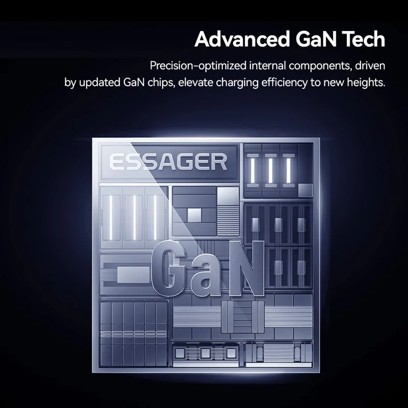 ESSAGER 33W GaN Travel Charger Type-C + USB-A Dual Port Ultra Slim Fast Charging Adapter - EU Plug