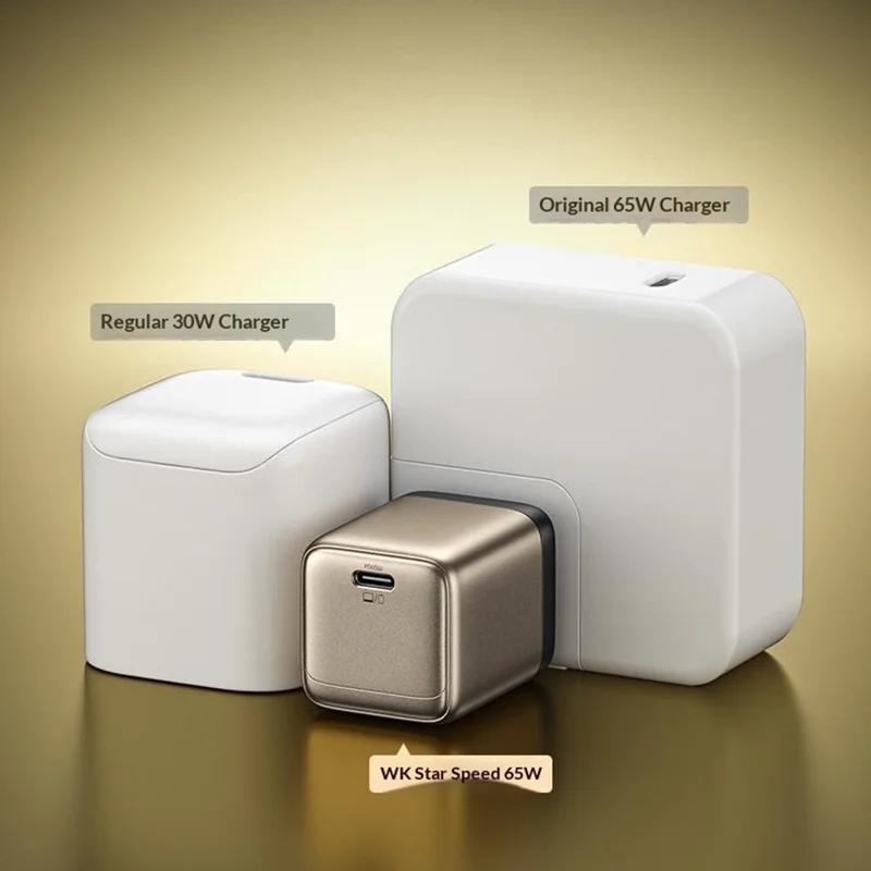 WEKOME WU-09 Chargeur GaN 65 W Type-C PD QC Adaptateur de charge rapide, Prise UE - Or