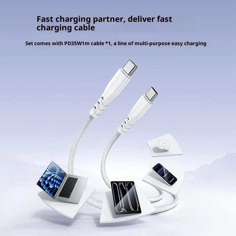 YESIDO YC154 UK Plug PD 35W USB-C + QC 18W USB-A Wall Charger Dual Port Fast Charging Adapter with 1m Type-C Cable - White