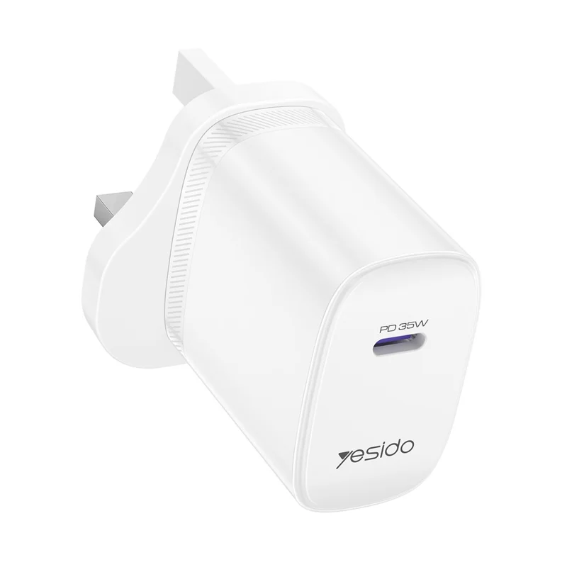 YESIDO YC153 UK Plug PD 35W USB-C Wall Charger Fast Charging Adapter with 1m Type-C Cable for Laptop Phone - White