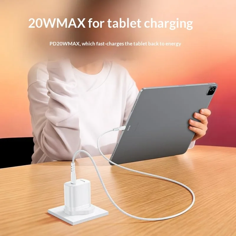 YESIDO YC151 UK Plug PD 20W USB-C Fast Charging Adapter Wall Charger with 1m Type-C Cable for iPhone iPad - White