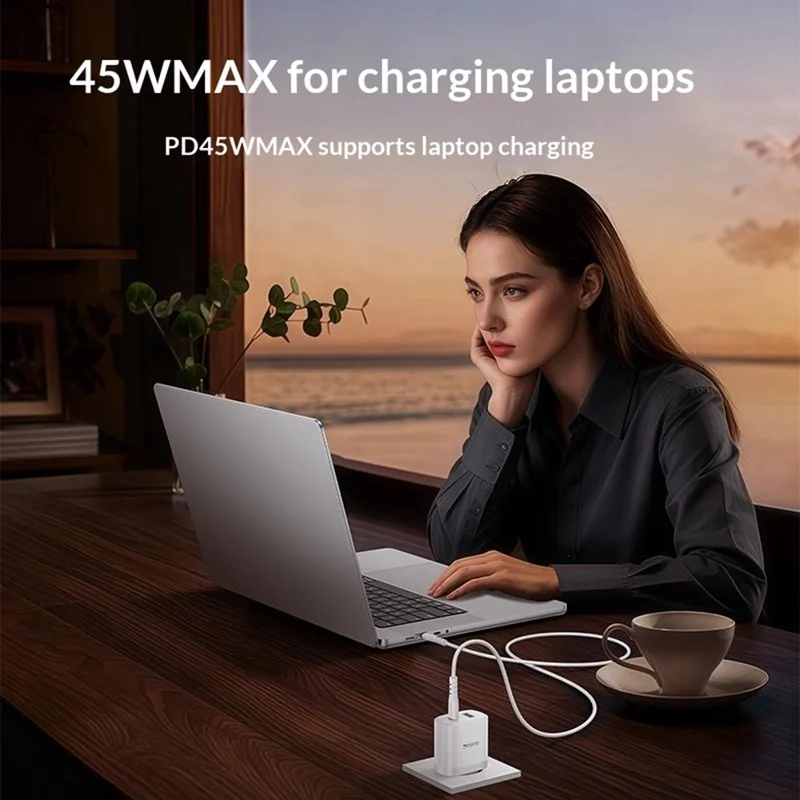 YESIDO YC110 EU Plug PD 45W USB-C + QC 18W USB-A Wall Charger Dual Port Fast Charging Adapter with 1m Type-C Cable - White