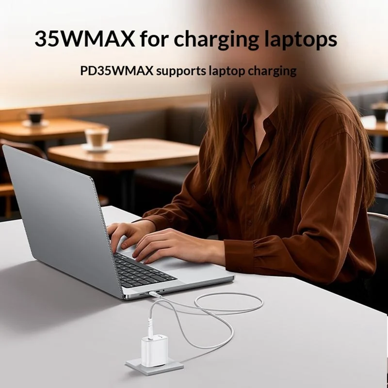 YESIDO YC107 EU Plug PD 35W USB-C Wall Charger Fast Charging Adapter with 1m Type-C Cable for Laptop Phone - White