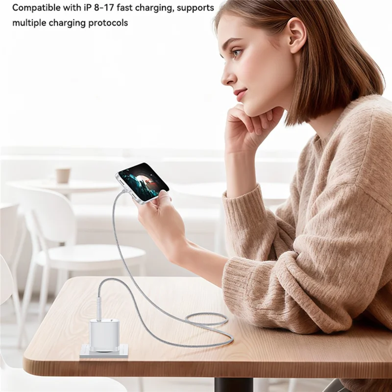 YESIDO YC107 EU Plug PD 35W USB-C Wall Charger Fast Charging Adapter with 1m Type-C Cable for Laptop Phone - White