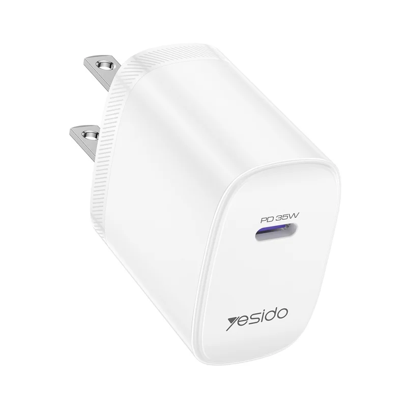 YESIDO YC20U US Plug PD 35W USB-C Wall Charger Fast Charging Adapter with 1m Type-C Cable for Laptop Phone - White