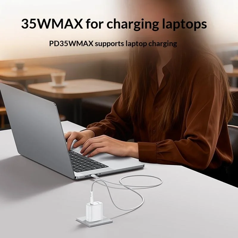 YESIDO YC20U US Plug PD 35W USB-C Wall Charger Fast Charging Adapter with 1m Type-C Cable for Laptop Phone - White