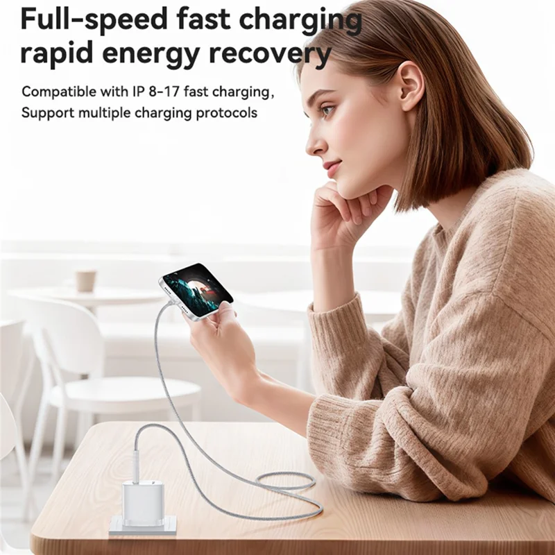 YESIDO YC20U US Plug PD 35W USB-C Wall Charger Fast Charging Adapter with 1m Type-C Cable for Laptop Phone - White