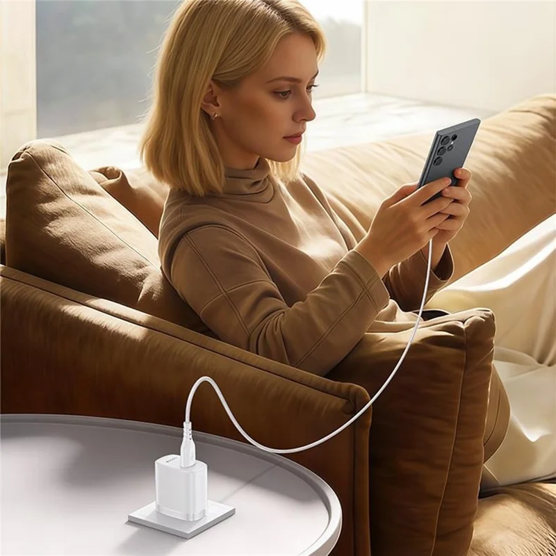 YESIDO YC24U US Plug QC 3.0 18W USB-A Fast Charging Adapter Wall Charger with 1m USB-A to Type-C Cable - White