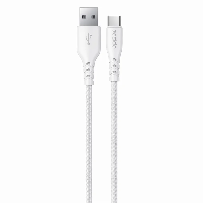 YESIDO YC24U US Plug QC 3.0 18W USB-A Fast Charging Adapter Wall Charger with 1m USB-A to Type-C Cable - White