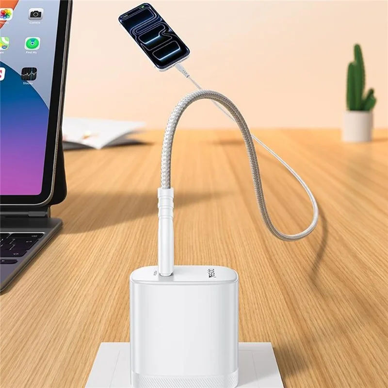 YESIDO YC18U US Plug PD 20W USB-C Fast Charging Adapter Wall Charger with 1m Type-C Cable for iPhone iPad - White