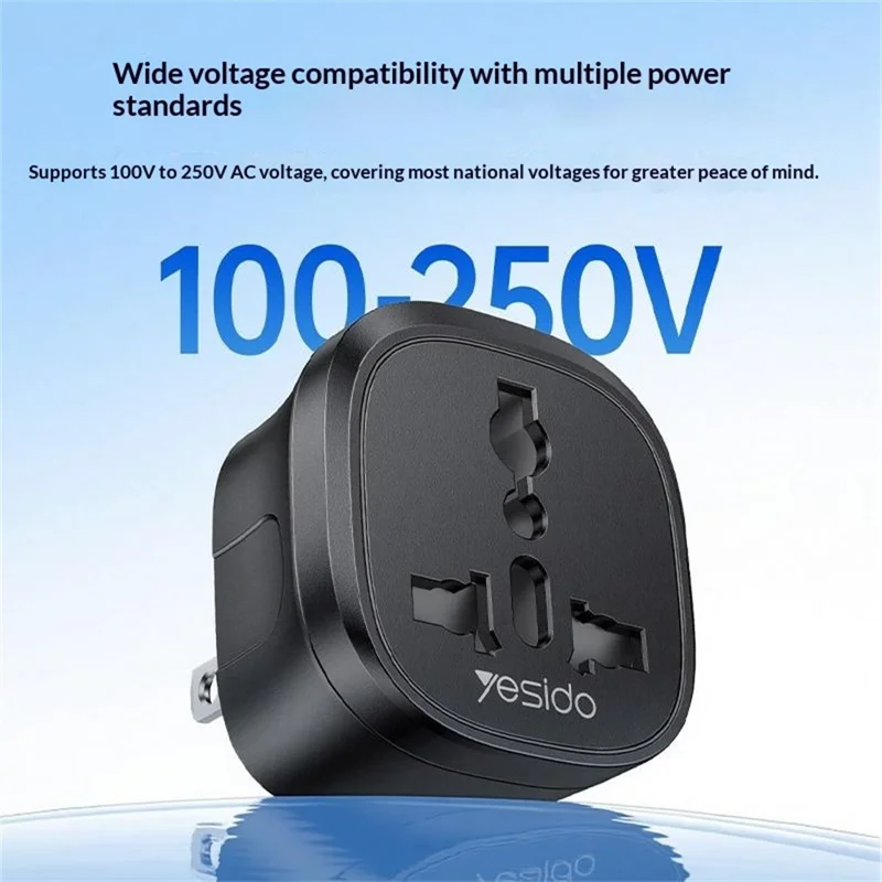 YESIDO MC45 US  /  AU Plug to Universal Socket Global Travel Charge Adapter 10A 100V-250V Converter